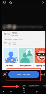 Facebook Live Video Start Live Video