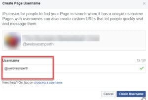 create page username url