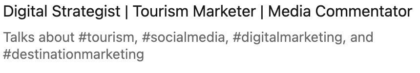 A screenshot of a LinkedIn headline helping you optimise your LinkedIn profile